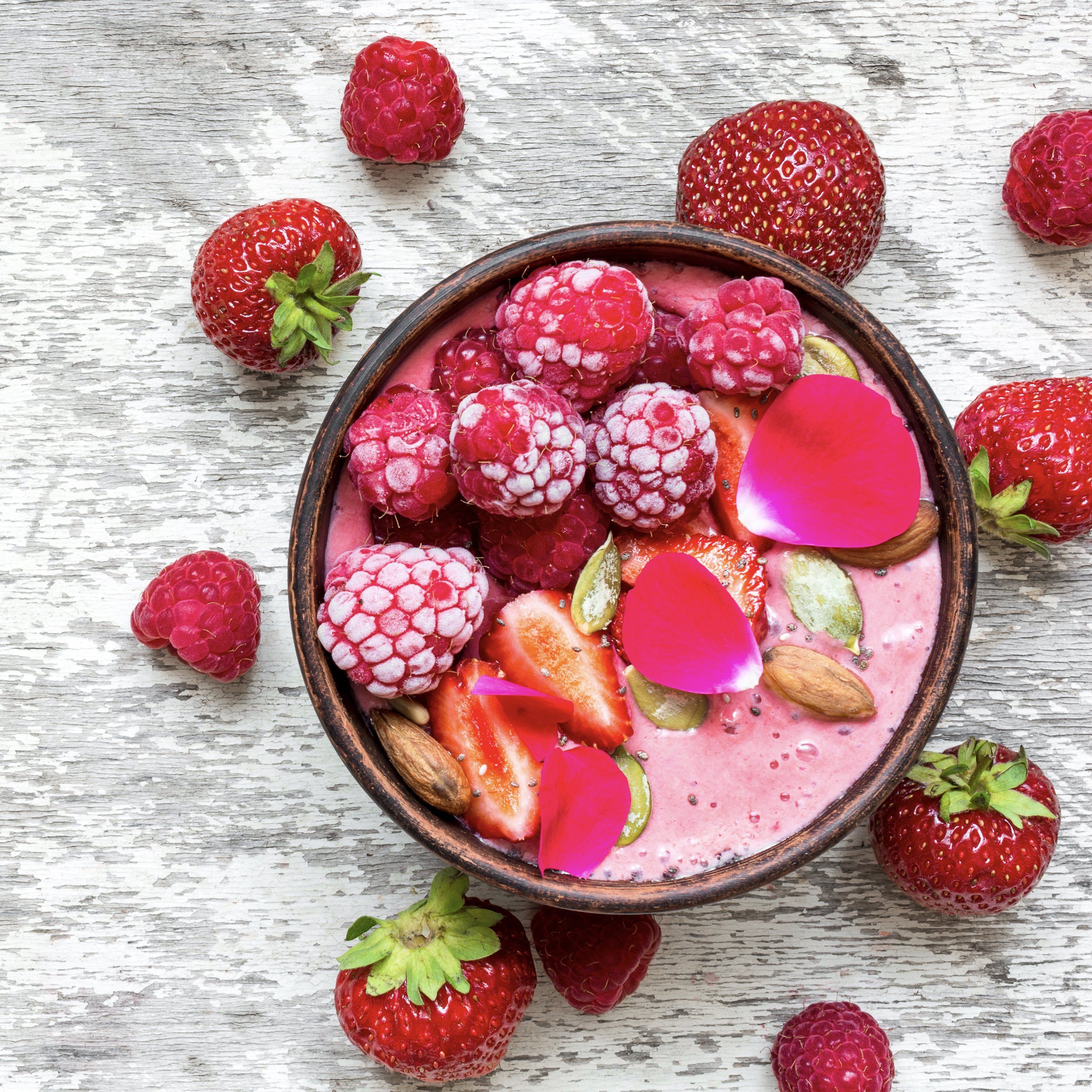 Strawberry Rose Yogurt Bowl