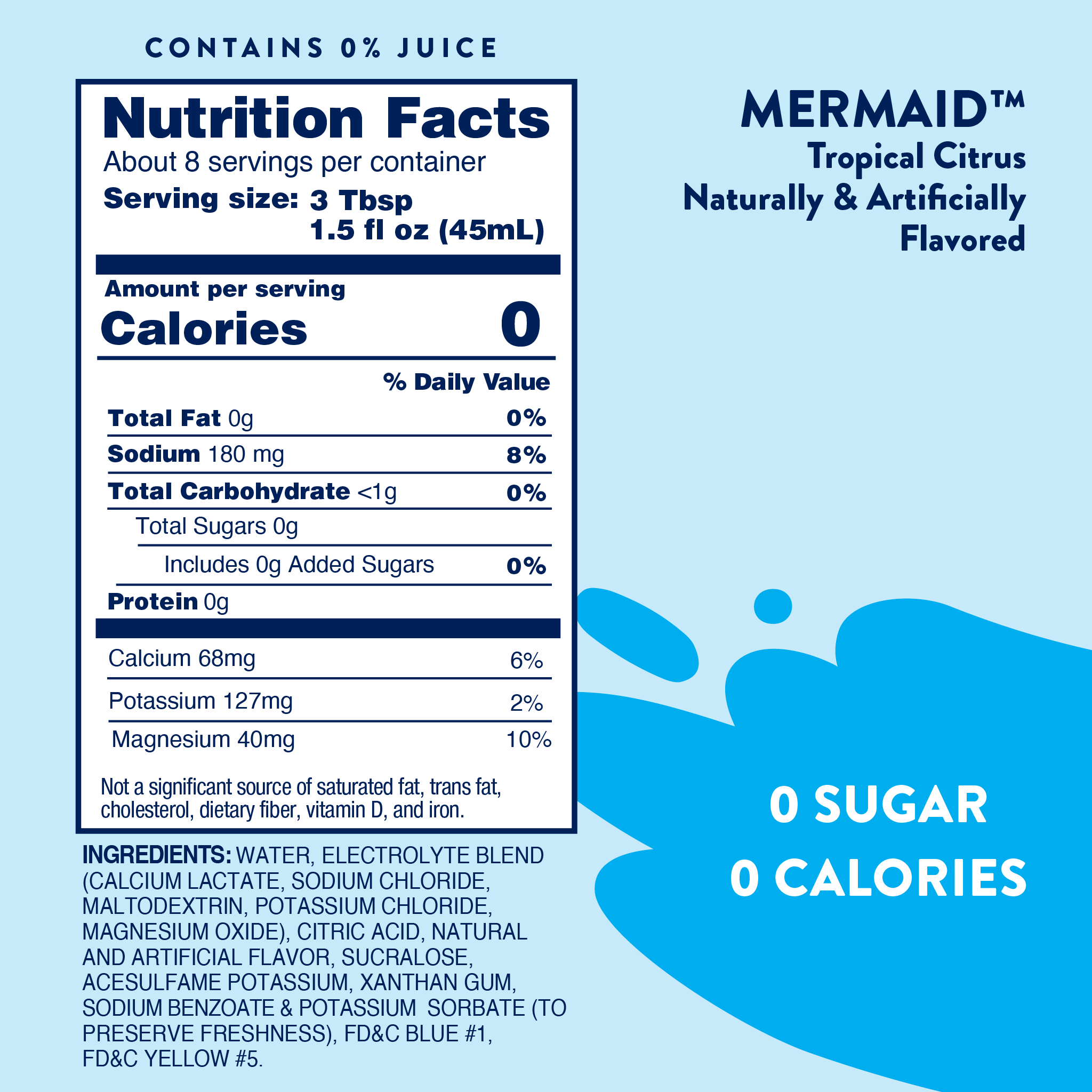 Sugar Free Mermaid Hydration Syrup with Electrolytes - 375 ml