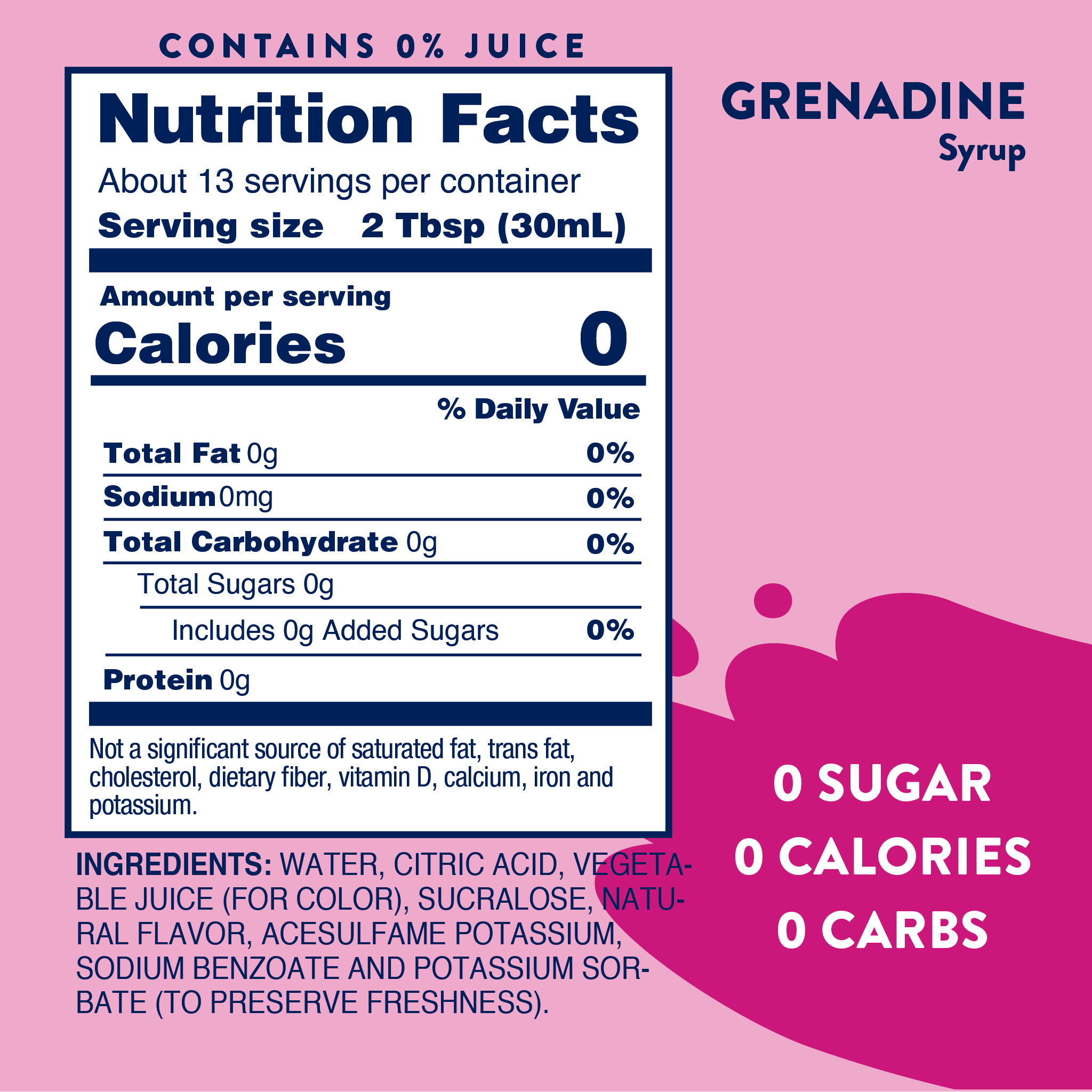 Sugar Free Grenadine Syrup - 375ml