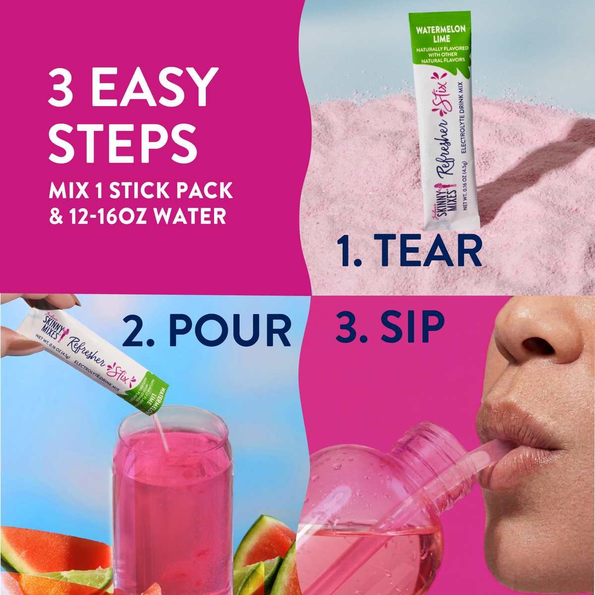 Refresher Stix Watermelon Lime 16 ct - Skinny Mixes