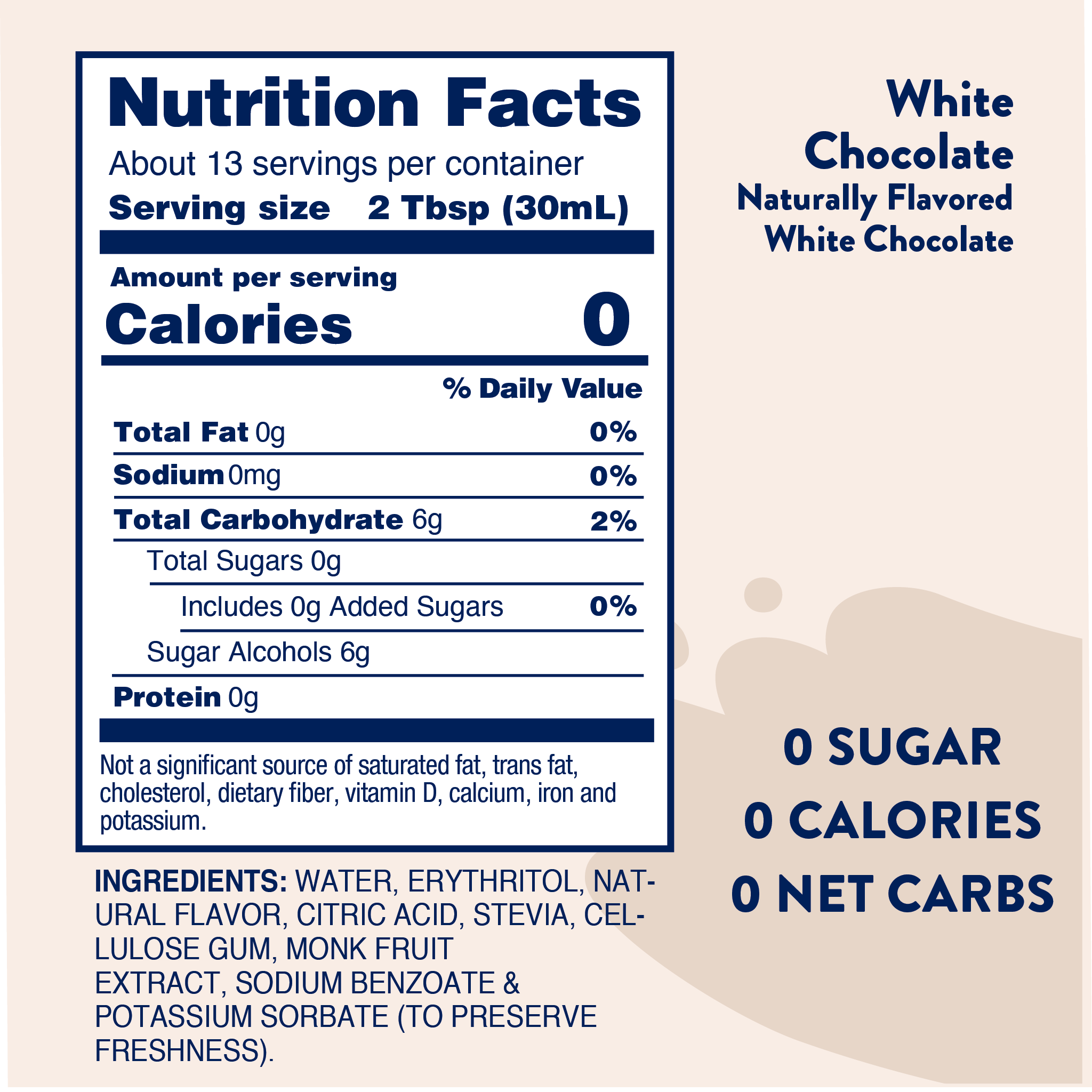 Naturally Sweetened White Chocolate Syrup