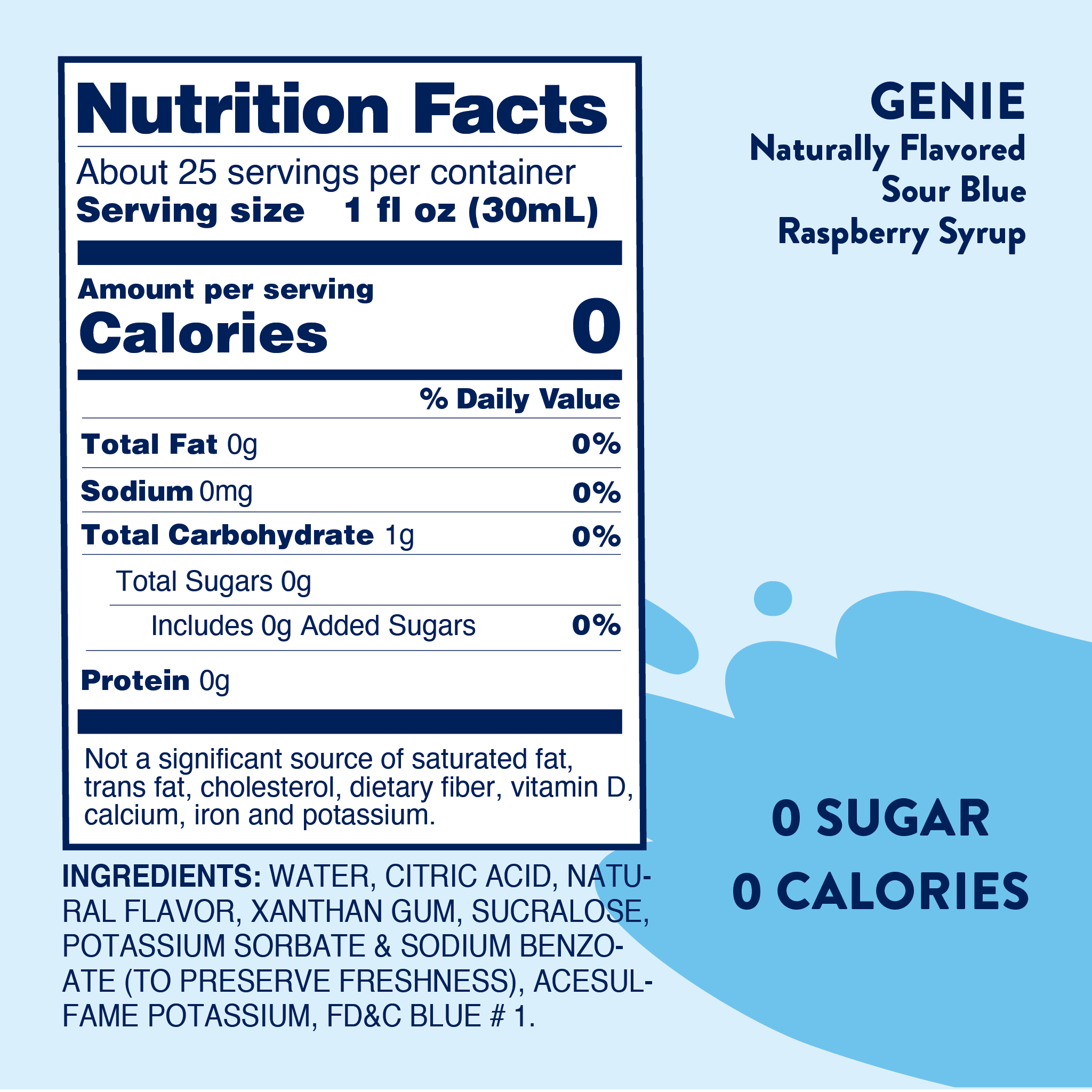 Sugar Free Genie Sour Blue Raspberry Syrup - Skinny Mixes Sugar Free Genie Sour Blue Raspberry Syrup - Skinny Mixes