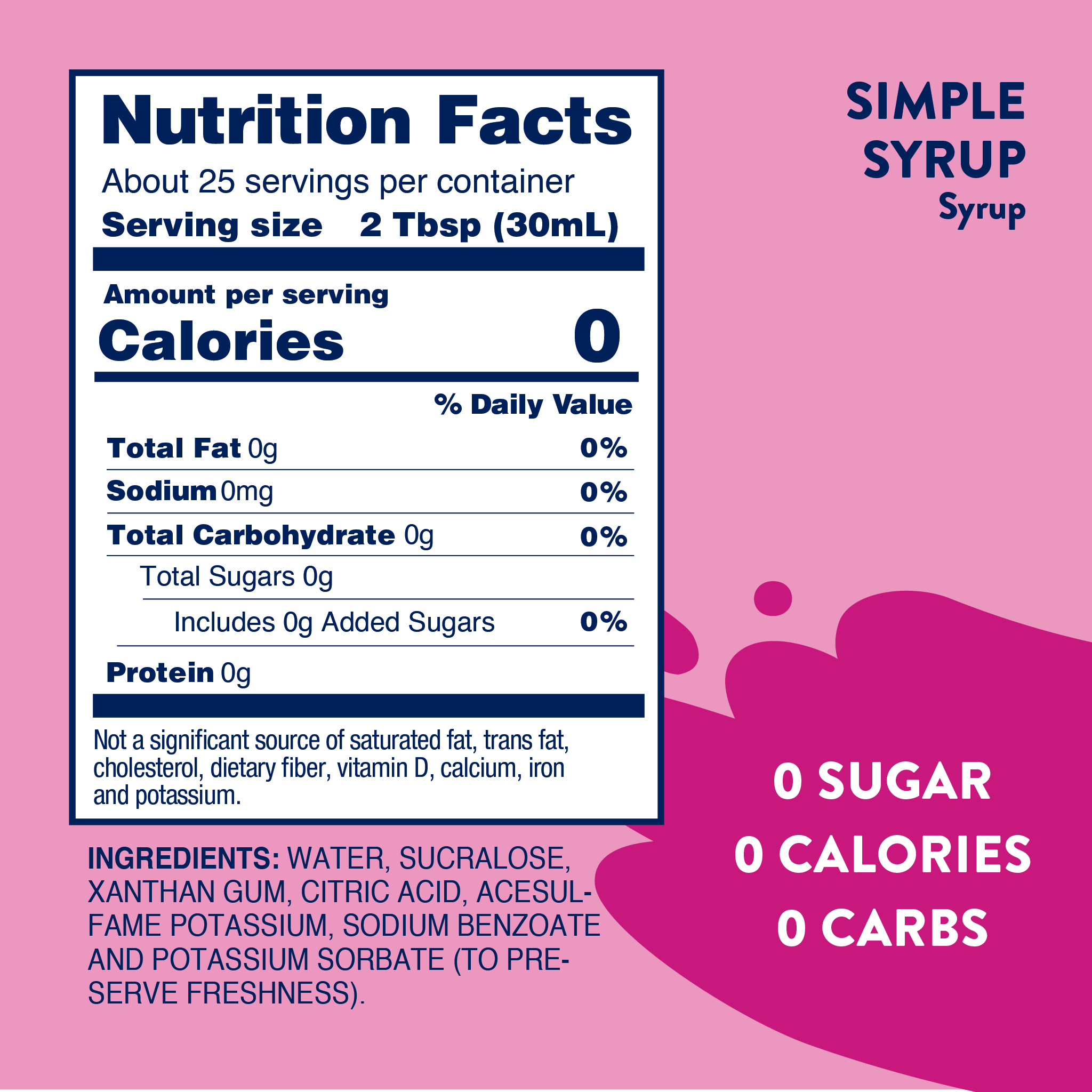 Sugar Free Simple Syrup - 375ml