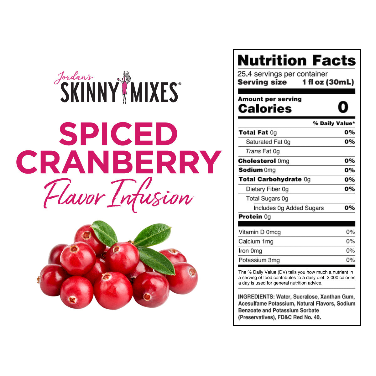 Sugar Free Spiced Cranberry Flavor Infusion Syrup - Skinny Mixes