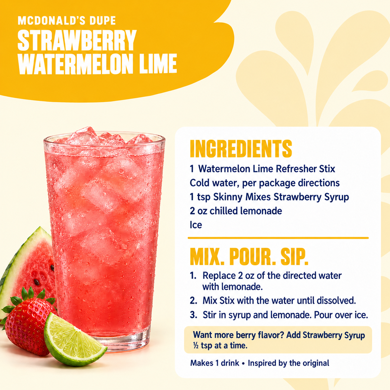 Strawberry Watermelon Lime Refresher Stix — McDonald’s Dupe – Skinny Mixes