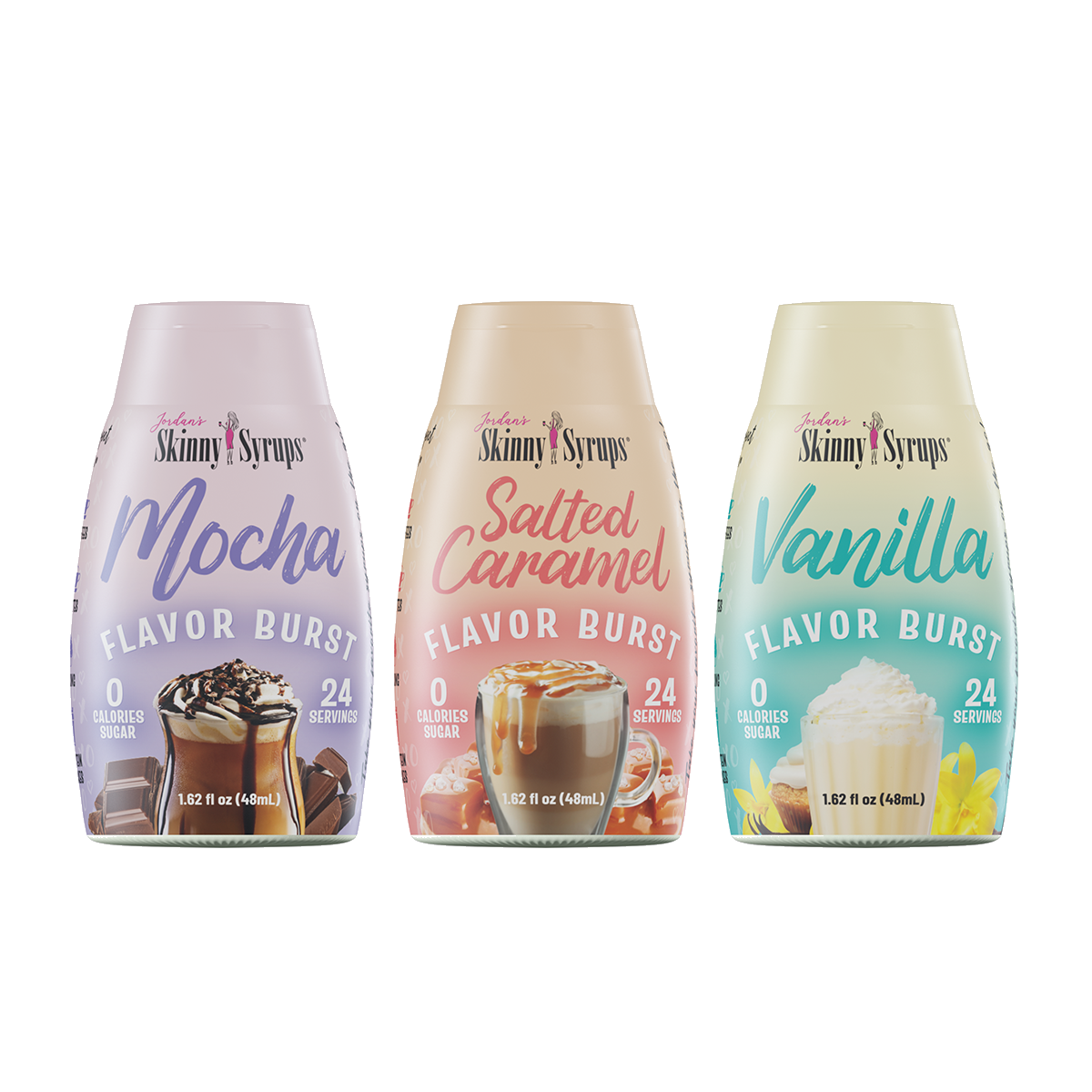Skinny Syrups Flavor Bursts - 3 Pack - Salted Caramel, Vanilla & Mocha - Skinny Mixes