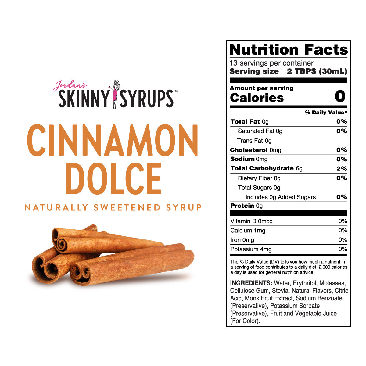 Naturally Sweetened Cinnamon Dolce Syrup 375ml Skinny Mixes