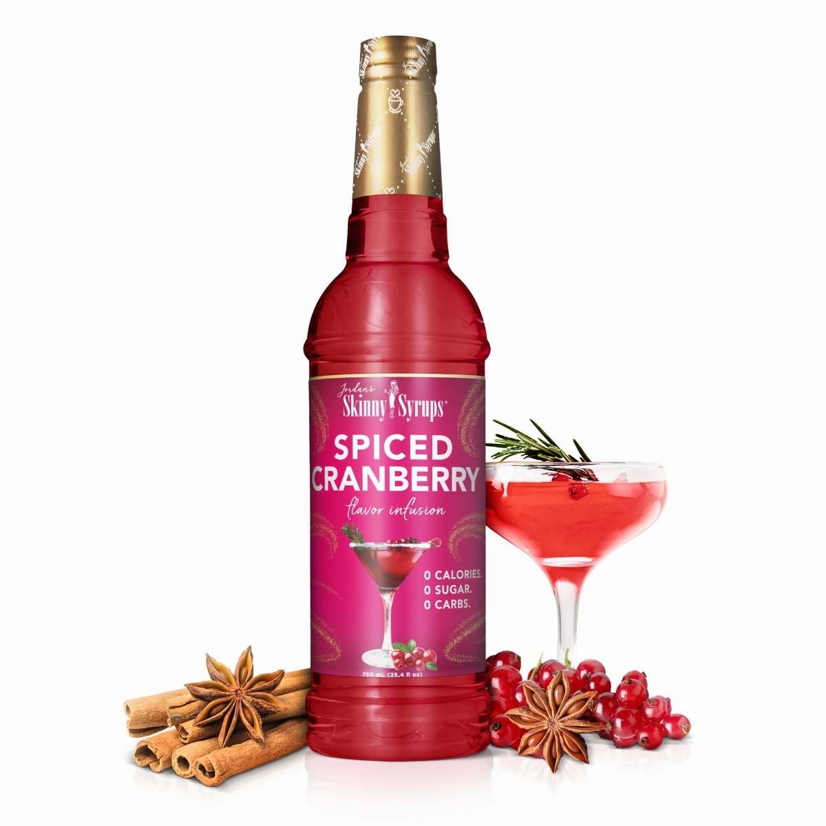 Sugar Free Spiced Cranberry Flavor Infusion Syrup - Skinny Mixes